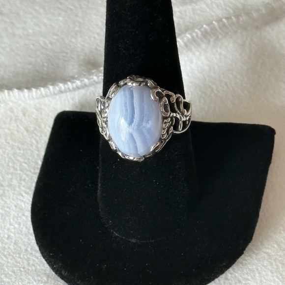 92.5 Blue Lace Agate Ring - Picture 2 of 10